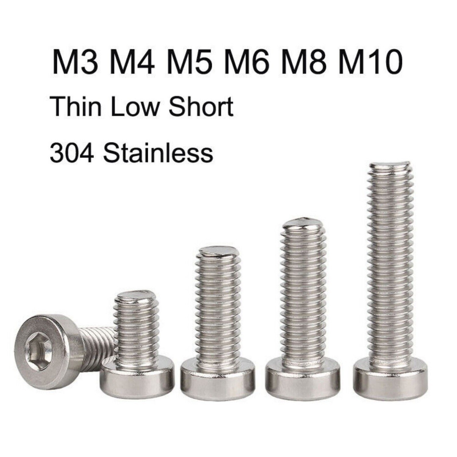 M3-M10 Allen Hex Hexagon Socket Ultra Thin Low Flat Wafer Cap Head Screw Bolt