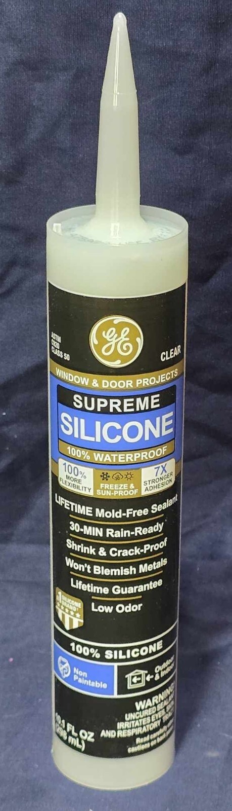 New – GE – 10.1 Oz Tube of Supreme Silicone Caulk – Clear
