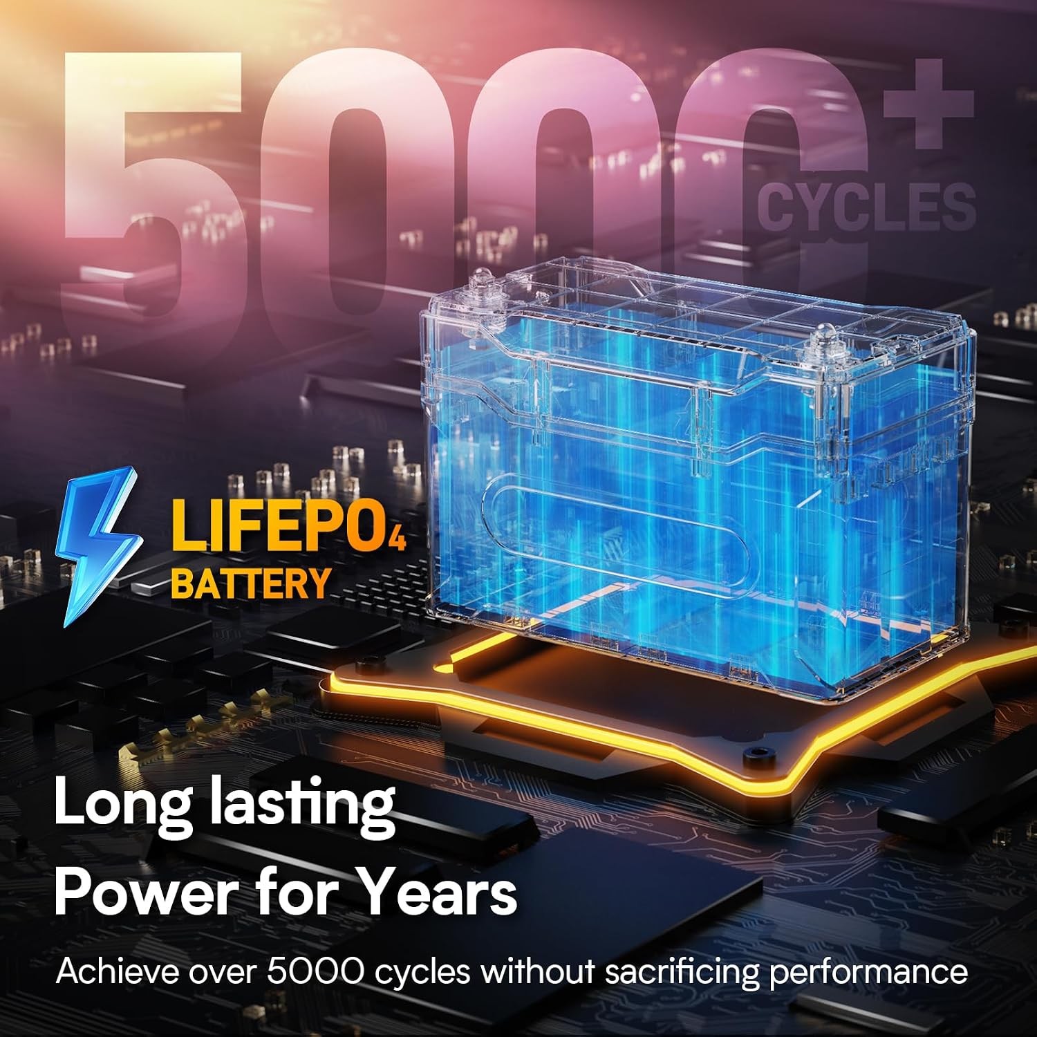 GOLDENMATE 12V 100Ah Group 31 Bluetooth LiFePO4 Battery, IP67 Waterproof Lithium