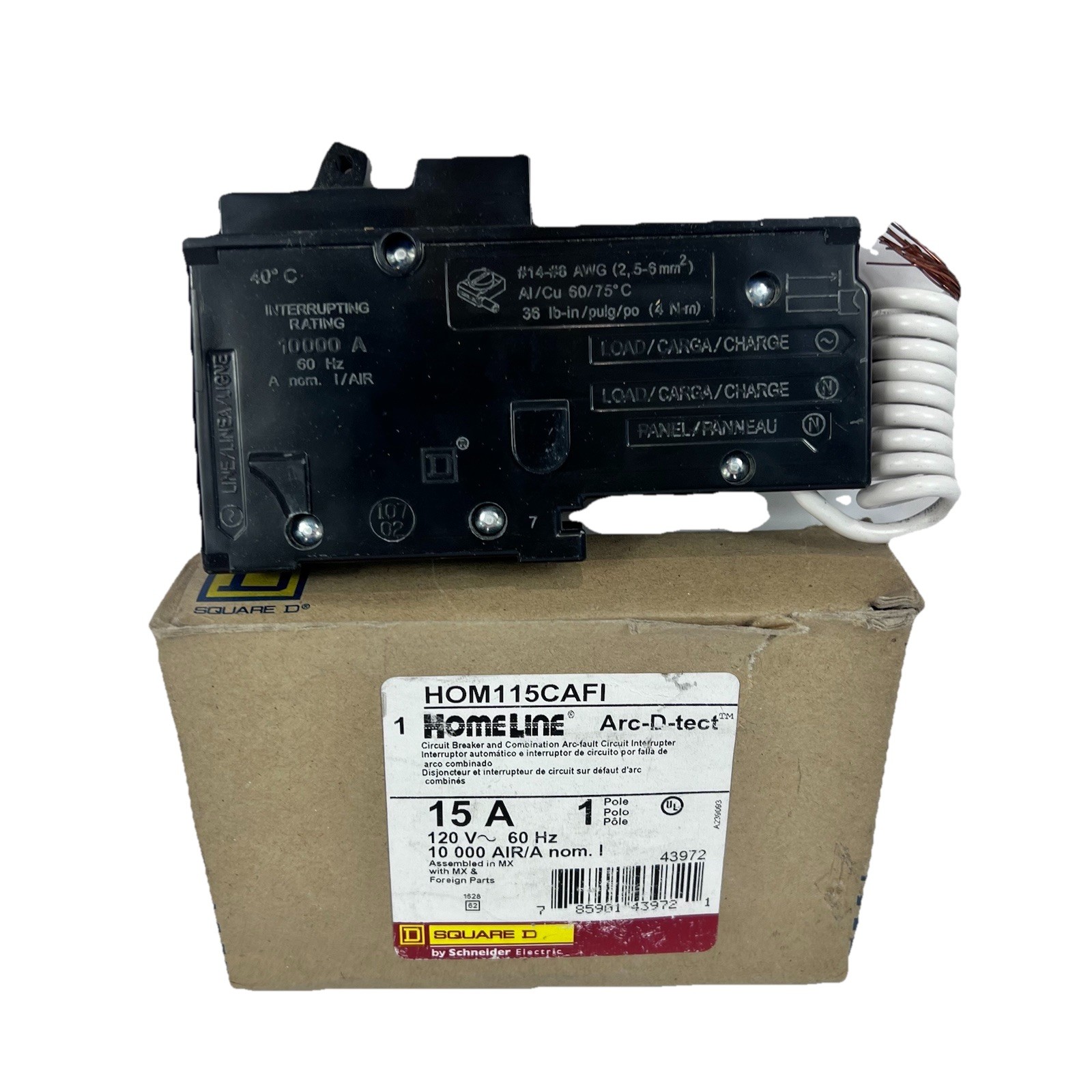 New Square D HOM115CAFI Circuit Breaker & Arc-fault Circuit Interrupter