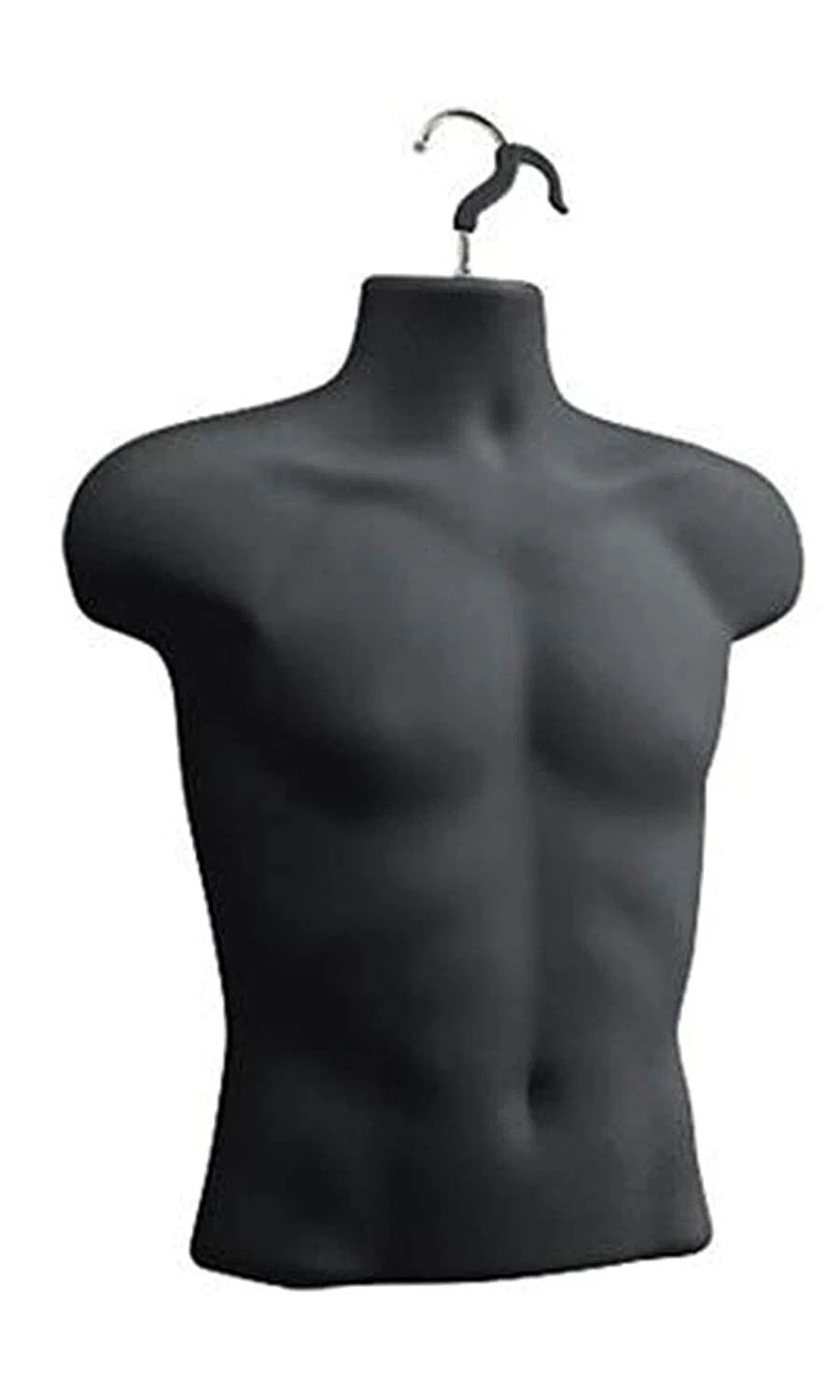 Black Molded Male Torso Mannequin Shirt Form Hanging Display Frosted S-L