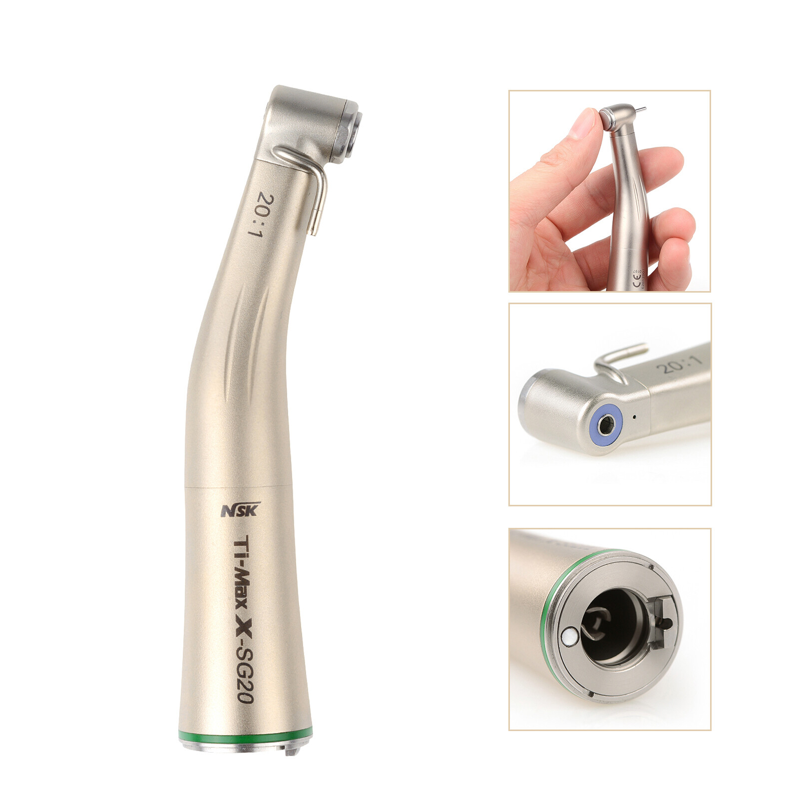 Ti-Max Dental 20:1 Fiber Optic Implant Contra Angle Handpiece SG20/SG20L Fit NSK
