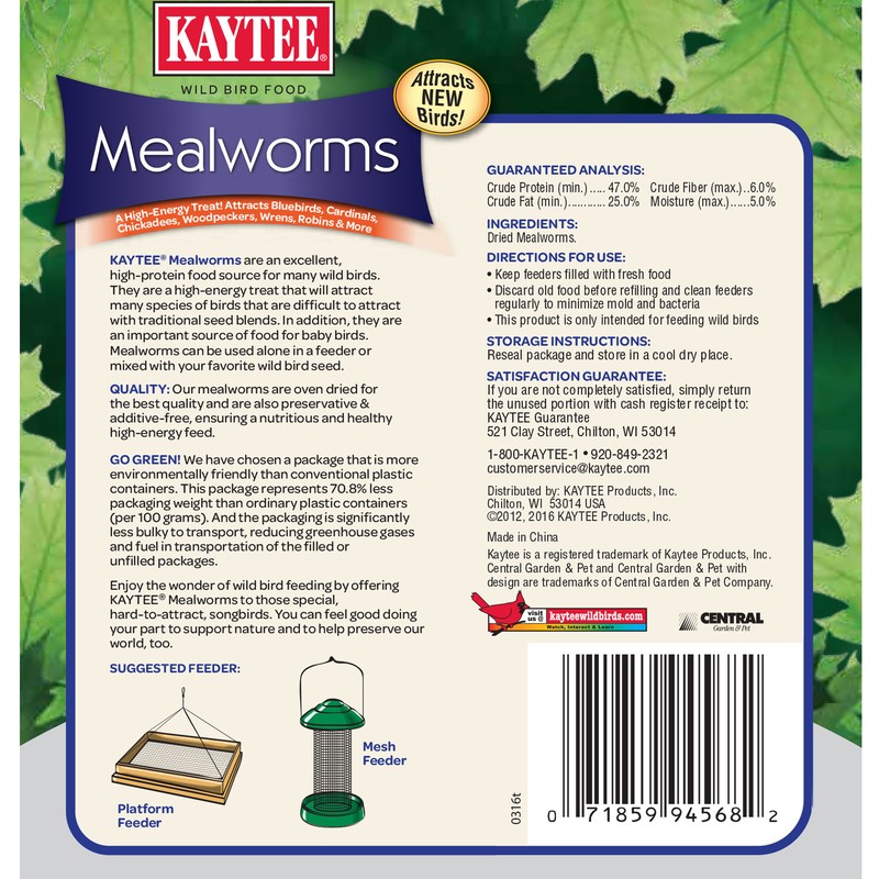 Kaytee Bluebird Dried Mealworm Mealworms 7 oz (Pack of 6)