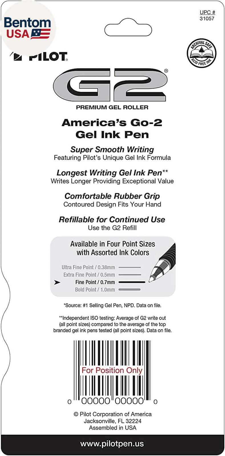 G2 Pens, Premium Refillable and Retractable Rolling Ball Gel Pens, Fine Point, 0