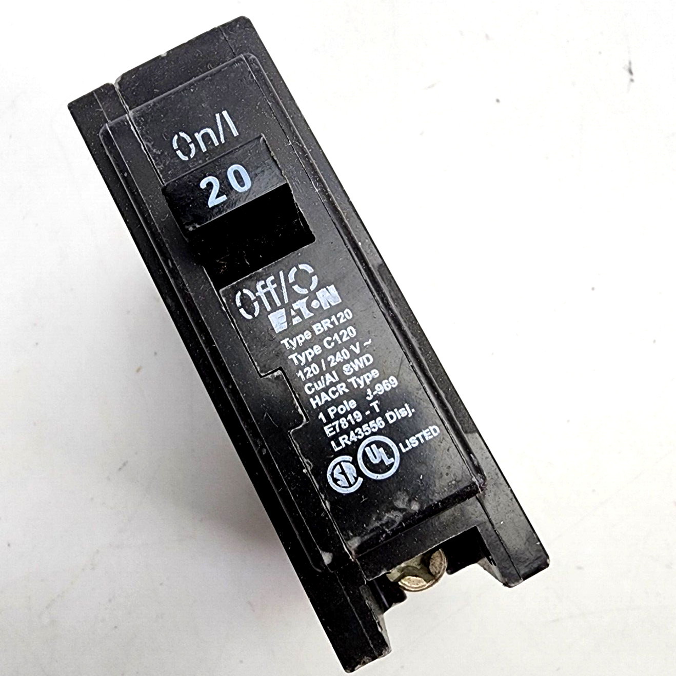 Eaton Cutler Hammer Circuit Breaker 1 Pole 20A 120 240V BR120 C120 Type Black