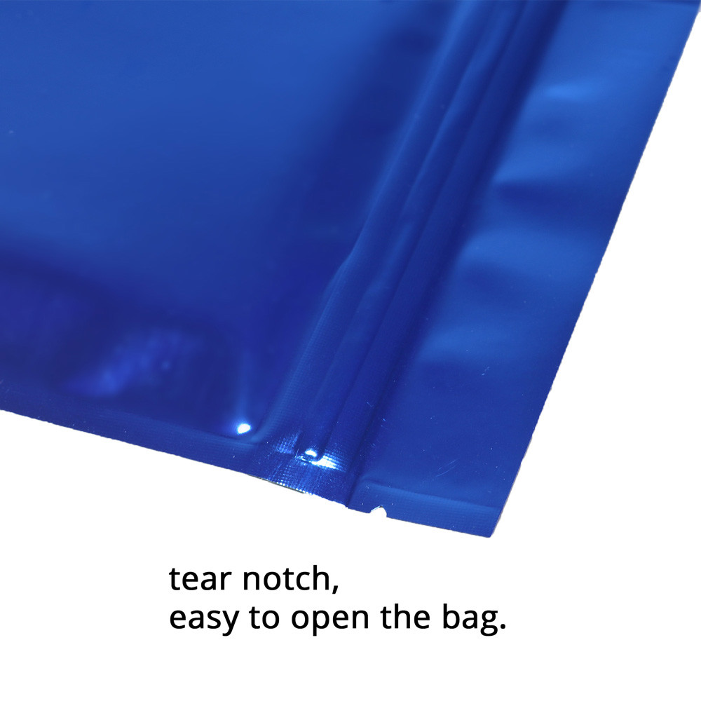 4x6in Both Sided Glossy Blue Foil Mylar Zip Seal Bag w/ Heat Sealing Machine B31