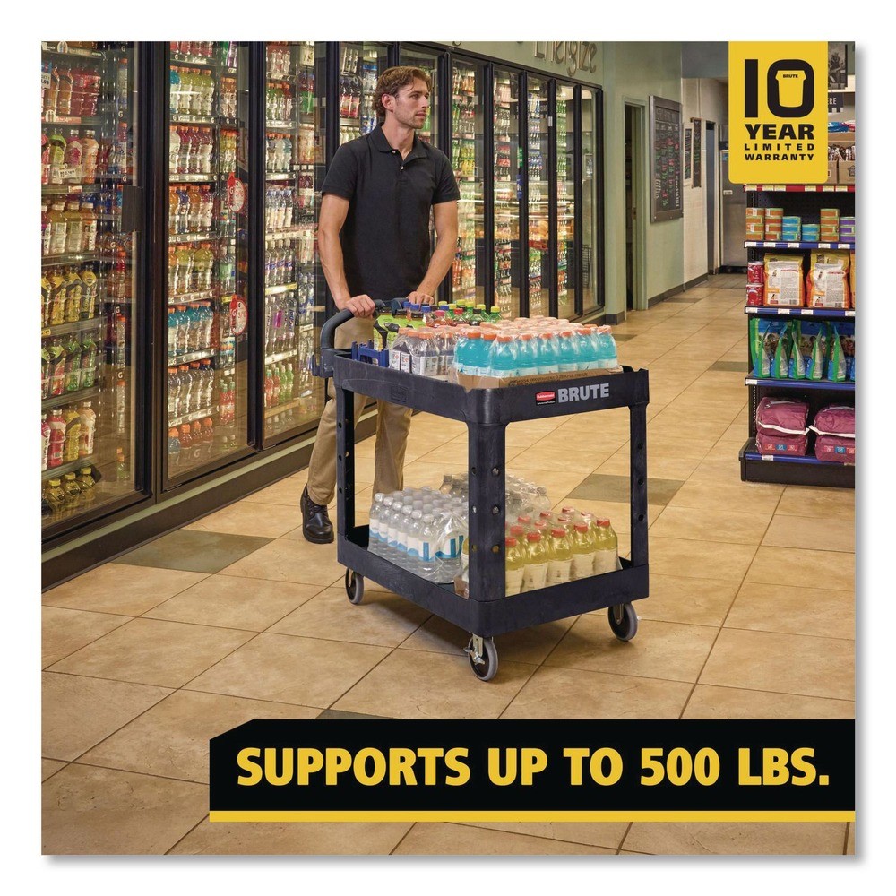 Rubbermaid Commercial 452088BK 25.9″ x 45.2″ x 32.2″ 2 Shelf Utility Cart New