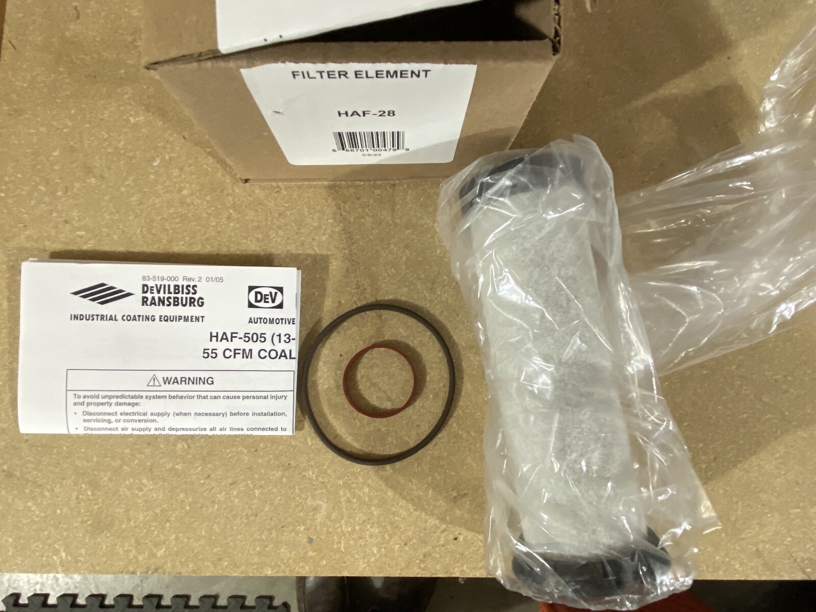 **New HAF-28 Coalescing Filter Element with O-ring for Devilbiss