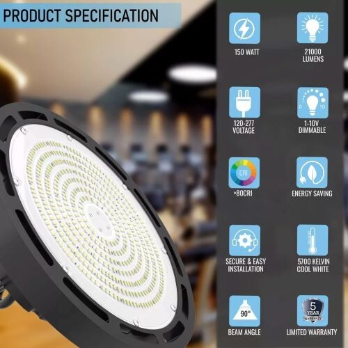150W LED UFO High Bay Light Warehouse Commercial Industrial 5000K AC 100-277V