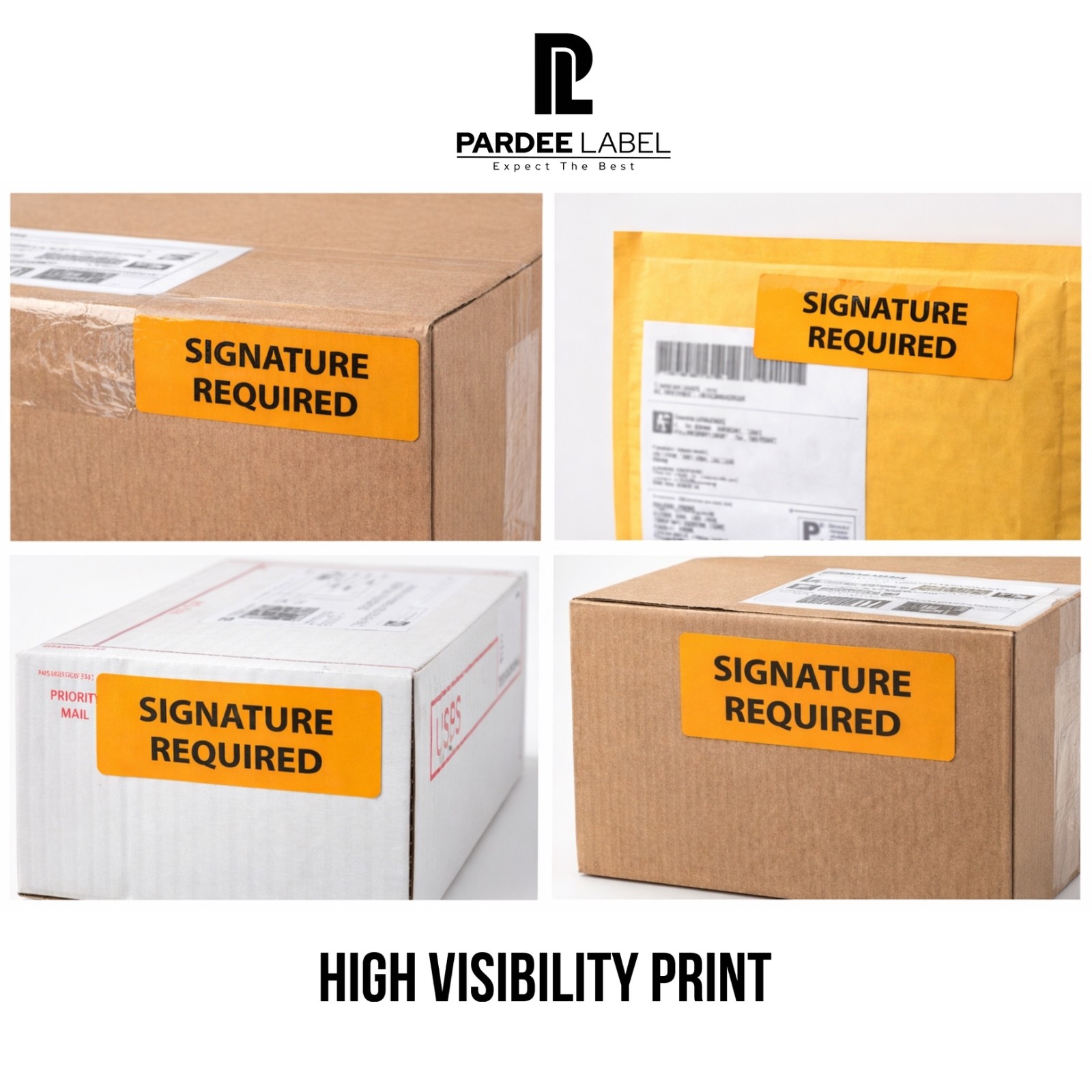 Signature Required Stickers Neon Orange 1×1-1/2″ in – 250 Labels/Roll
