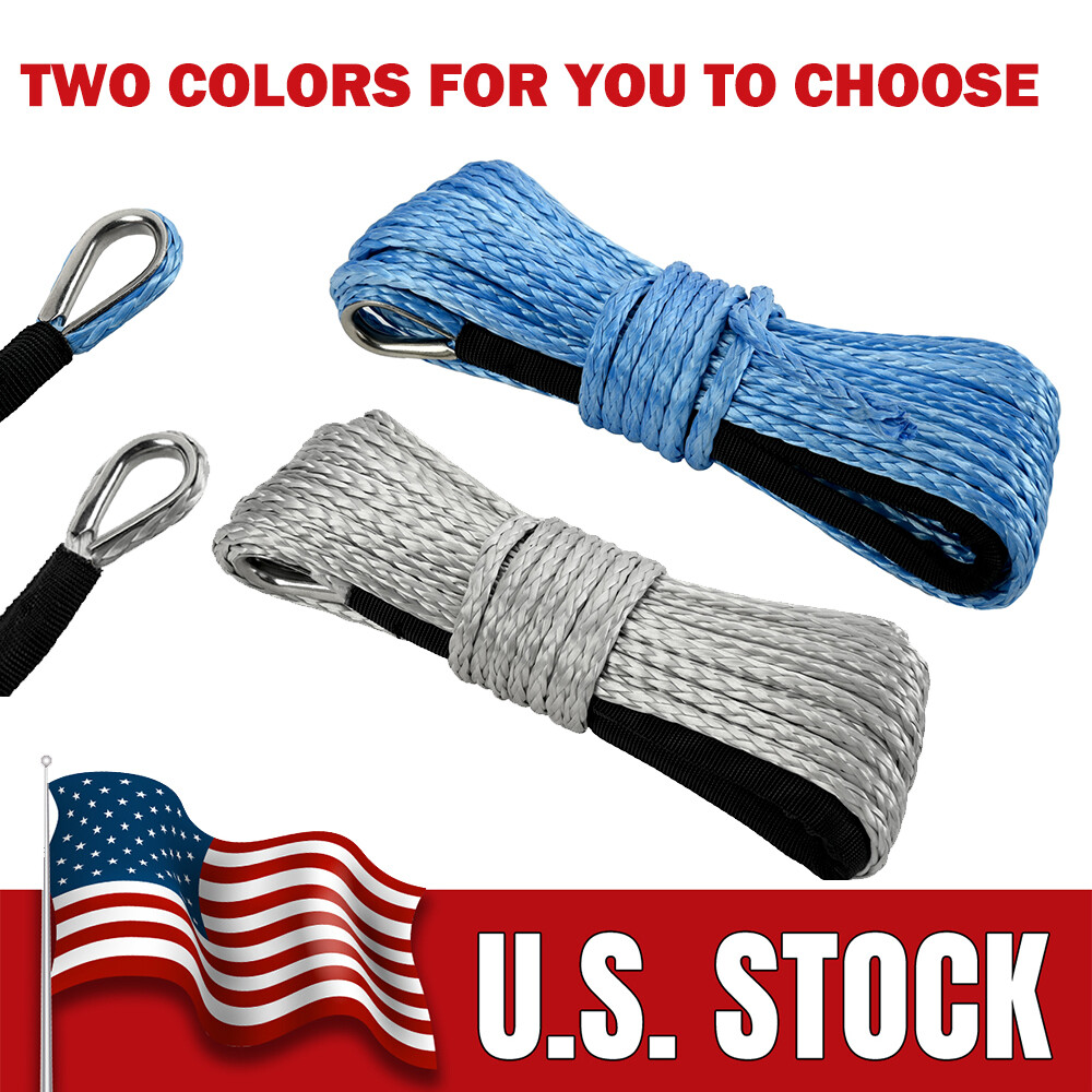 Synthetic Winch Rope 1/4″x50′ 10000LBS Line Recovery Cable 4WD ATV UTV SUV Bikes