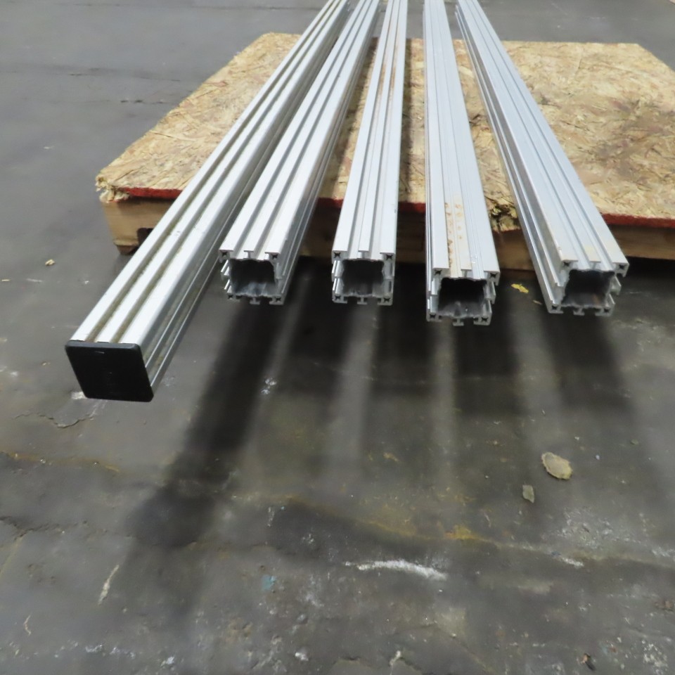 2-1/2″ x 2-1/2″ x 75-1/4″ L Extruded Structural Aluminum W/3/4″ T-Slot Lot Of 4