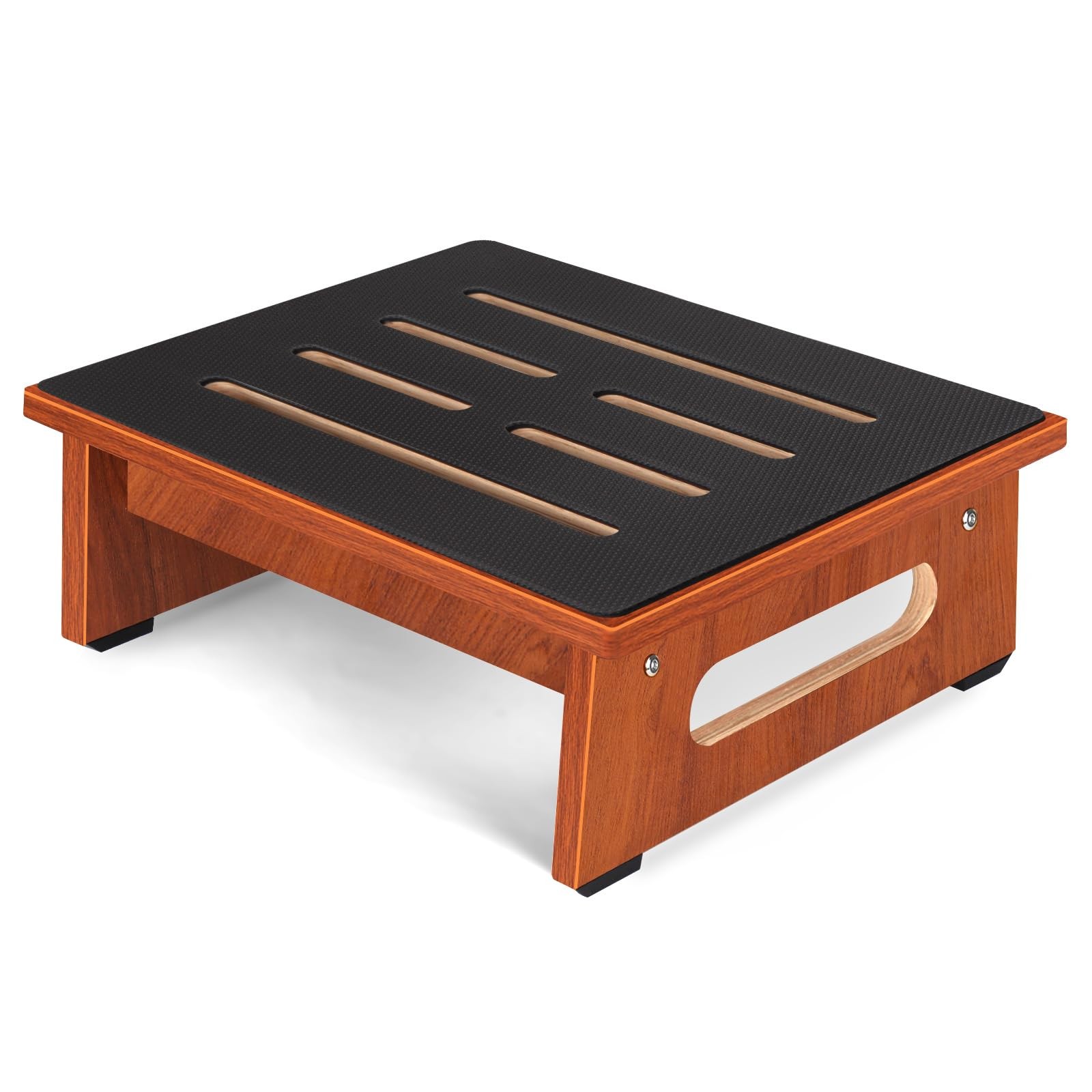 One Step Stool for Adults Seniors with Non-Slip Rubber 5.5 Inch, Brown
