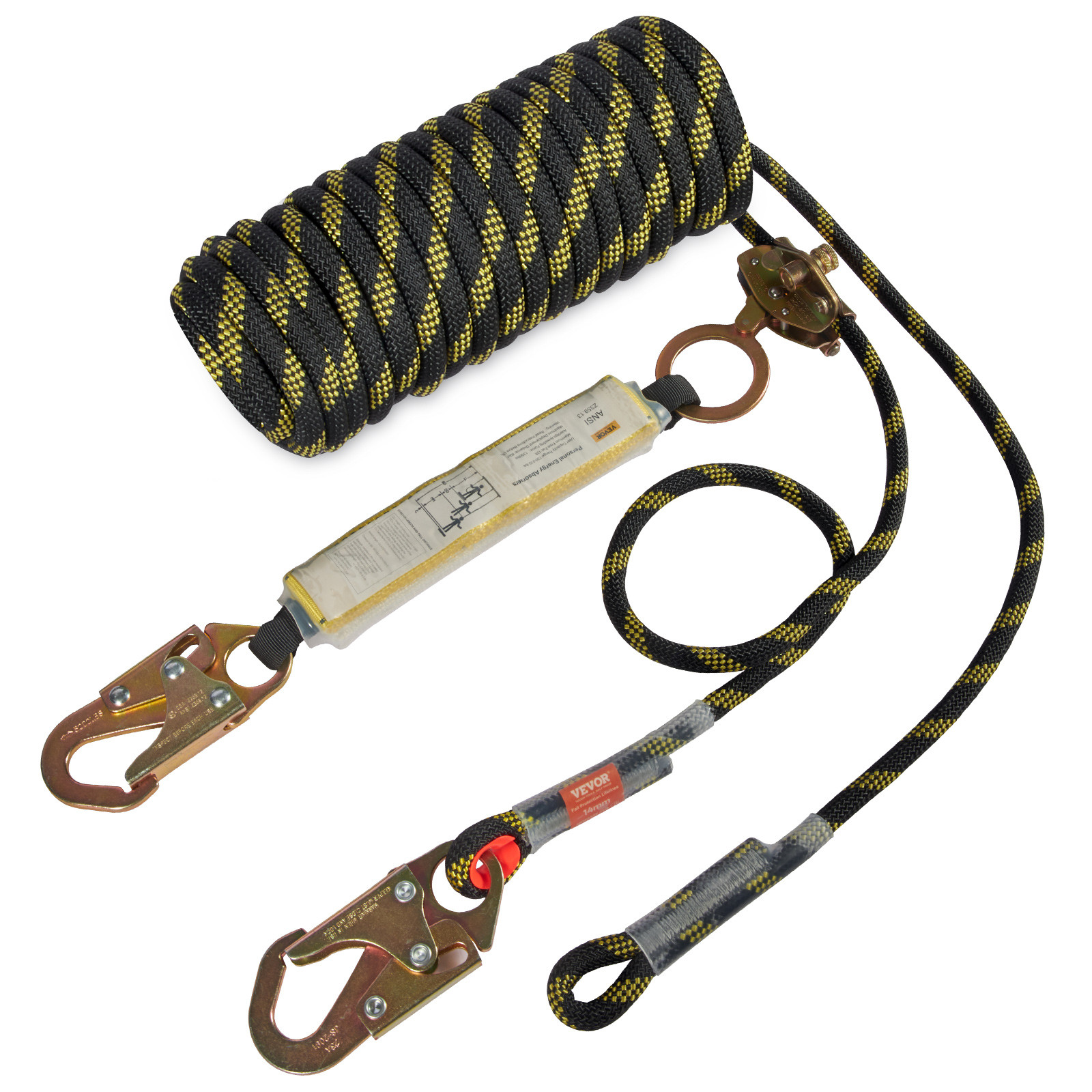 Vertical Lifeline Assembly 50ft Fall Protection Polyester Rope 30 KN ANSI
