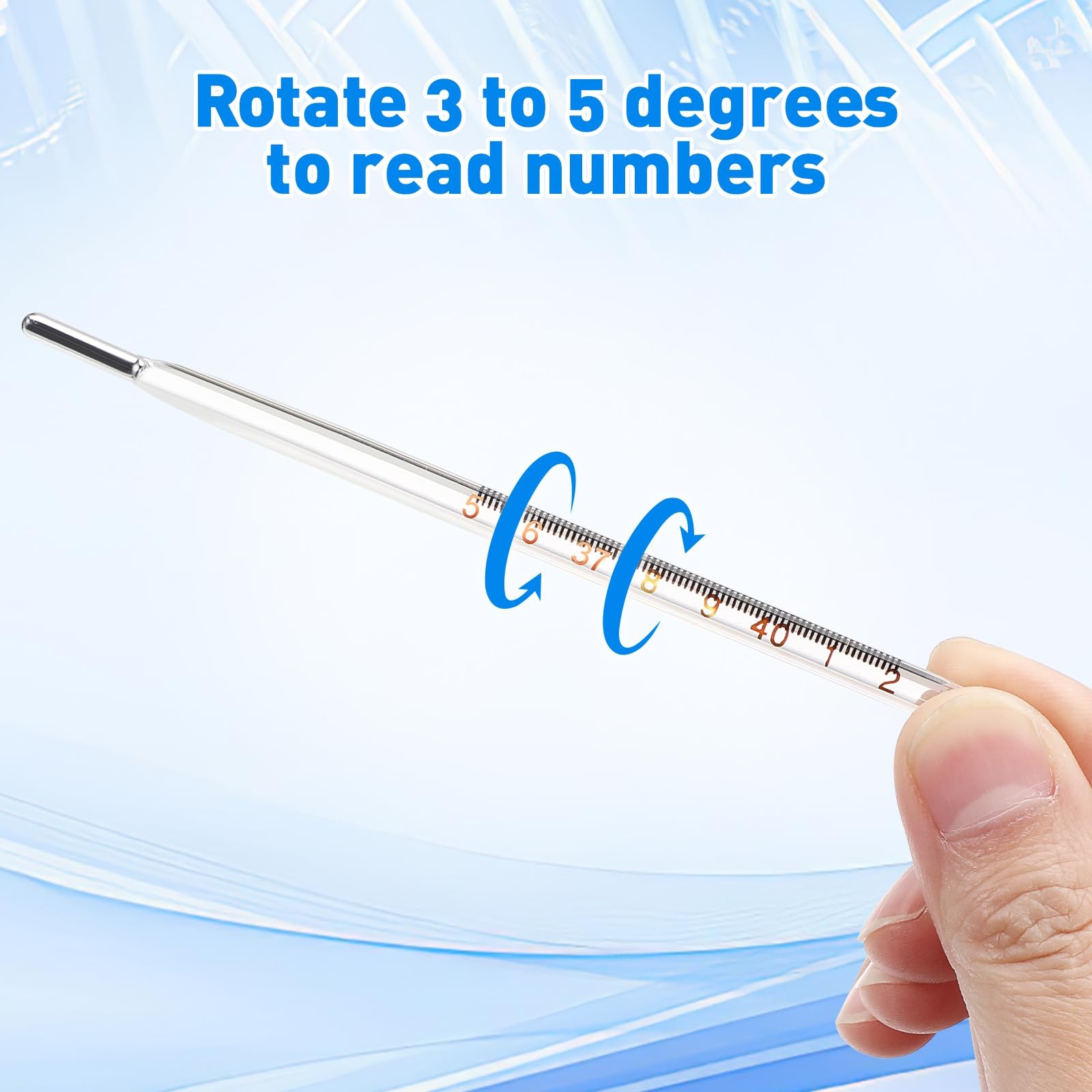 Glass Oral Thermometer Adults Classic Cuban 4.7×0.3×0.3 Inches, Blue