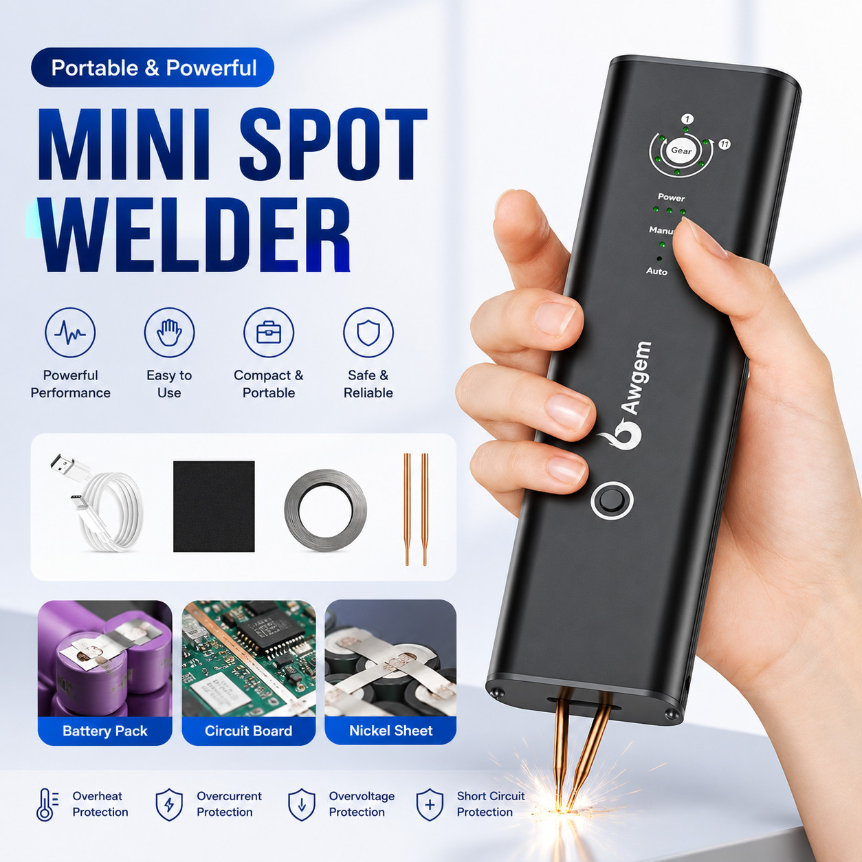 Mini Spot Welder 11 Gear Battery Welding Machine for 18650 Nickel Strip DIY