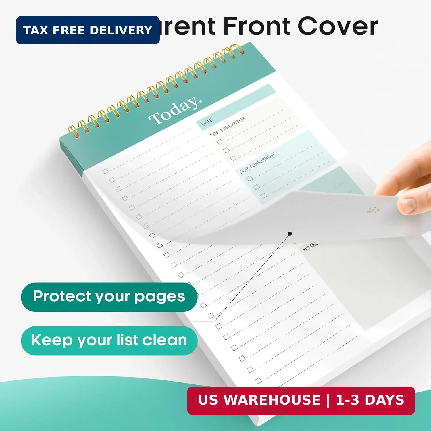 Taja To Do List Notepad, Undated Daily Planner for Work and Goal Setting | Green