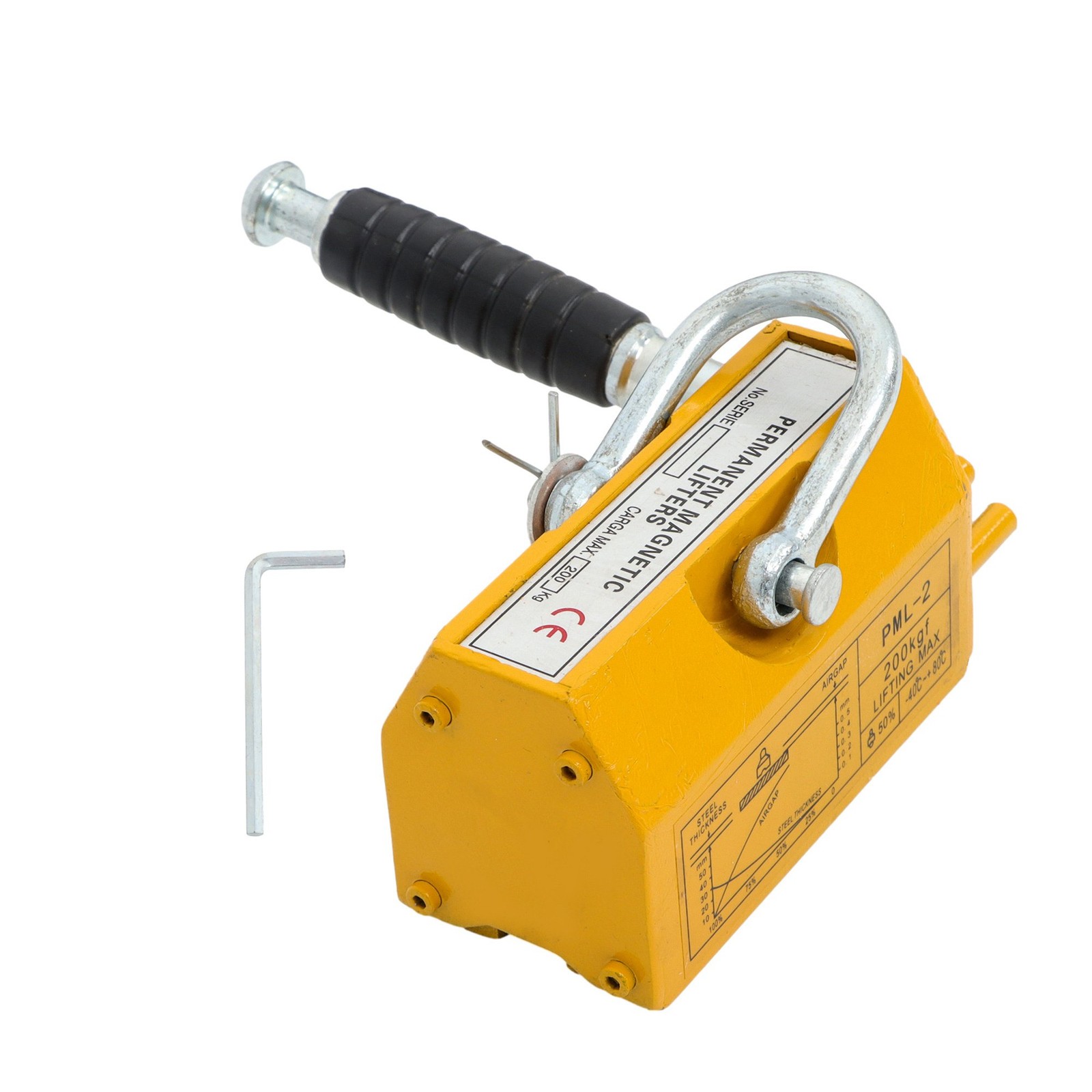 Yellow Magnetic Lifter 200kg/440lbs Metal Lifting Magnet Permanent Lift Magnets