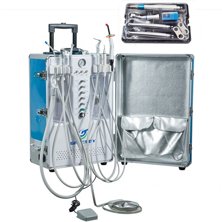 Greeloy GU-P206S Portable Dental Unit with Air Compressor + NSK Handpieces Set