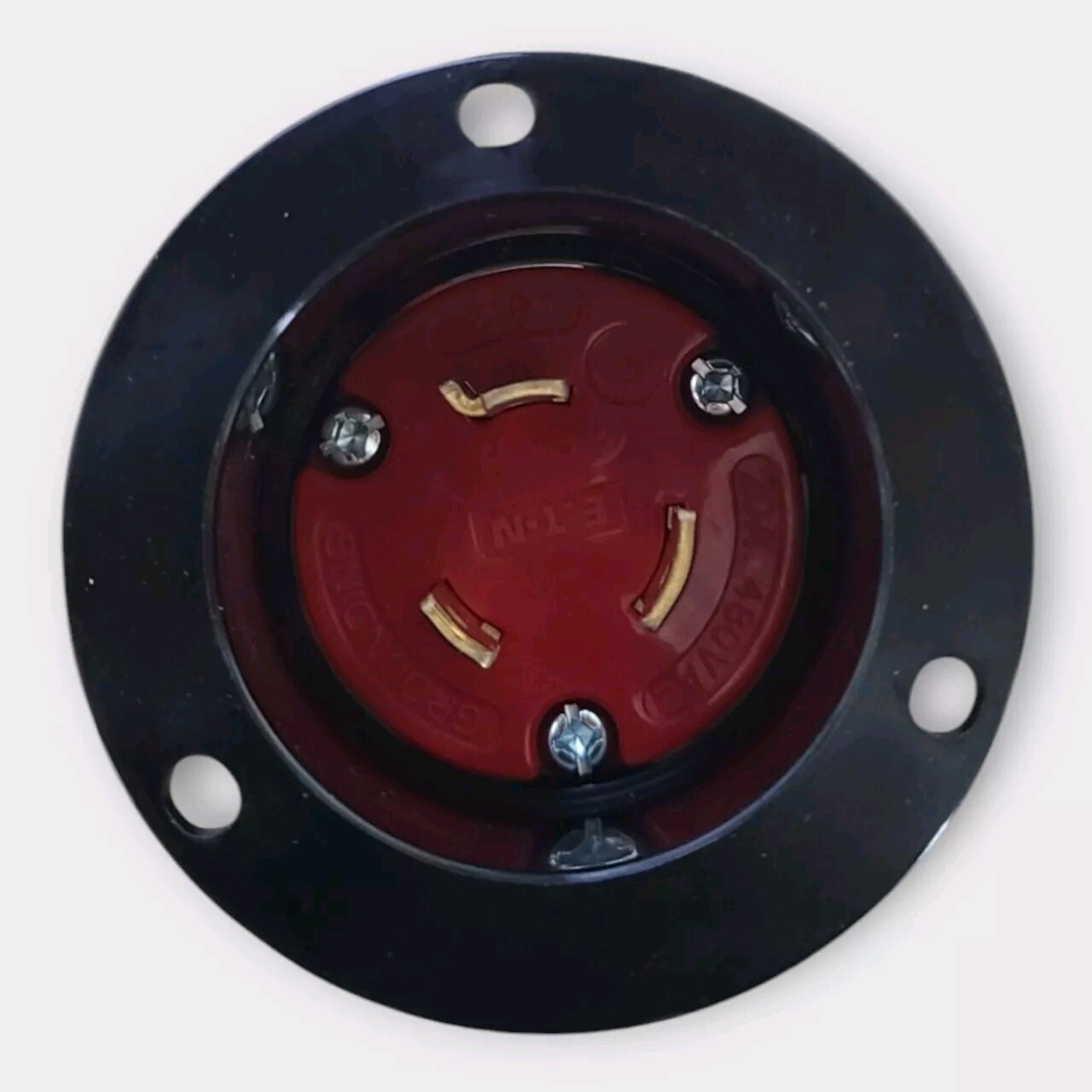 Eaton Red Twist Turn Locking Flanged Inlet L8-20P 20A 480V 2P3W AHCL820FI