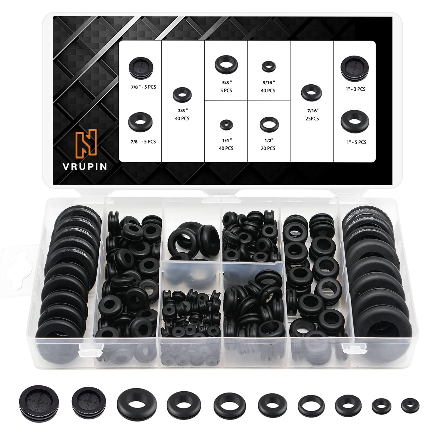 188 Pcs Rubber Grommets Kit – Assorted Sizes for Wiring & Sealing – 10 Sizes
