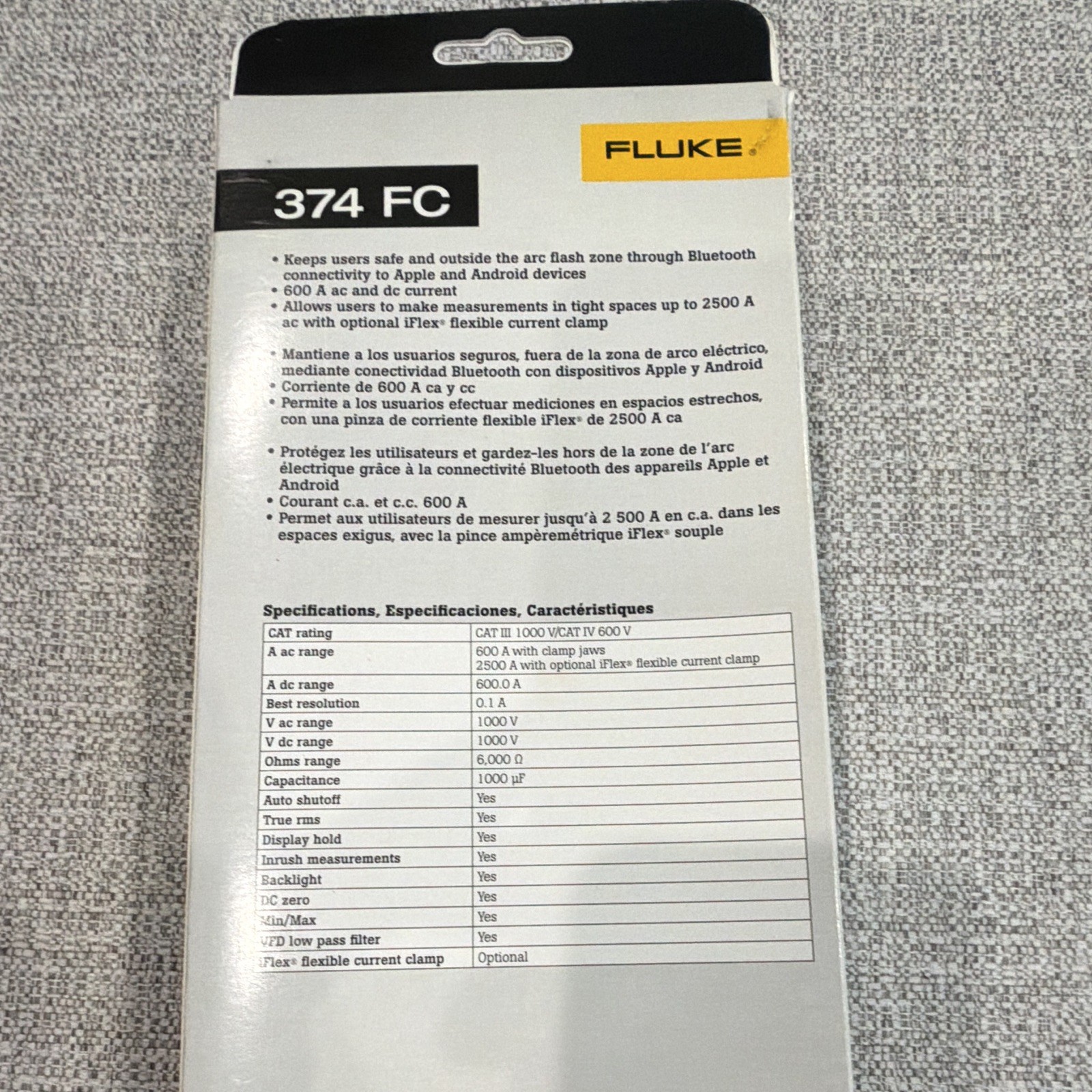 Fluke 374 FC Wireless True-RMS AC/DC Clamp Meter CAT III 1000V 600A 6000