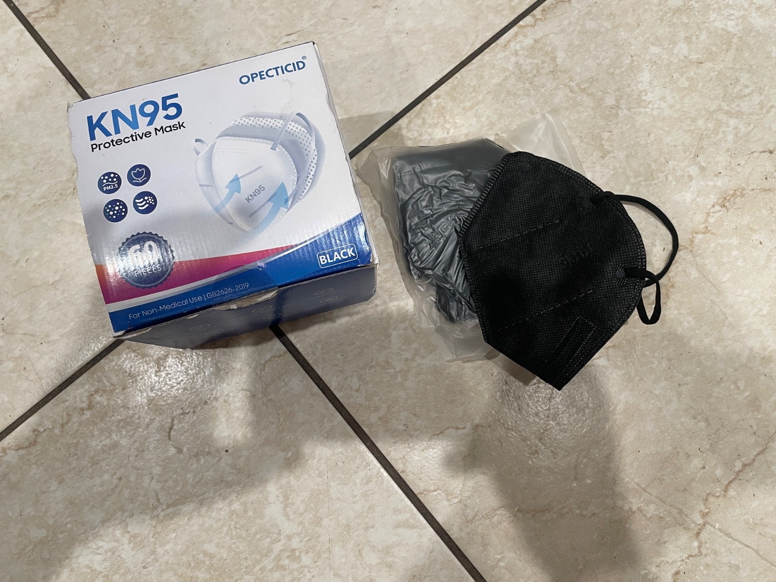 YOTU KN95 PROTECTIVE FACE MASKS 5 LAYERS 60 PCS GB2626-2019 BLACK