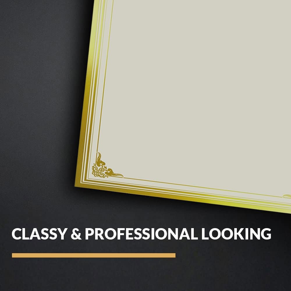 50 Sheets Certificate Papers – Blank Gold Foil Border, Letter Size 8.5×11 for…