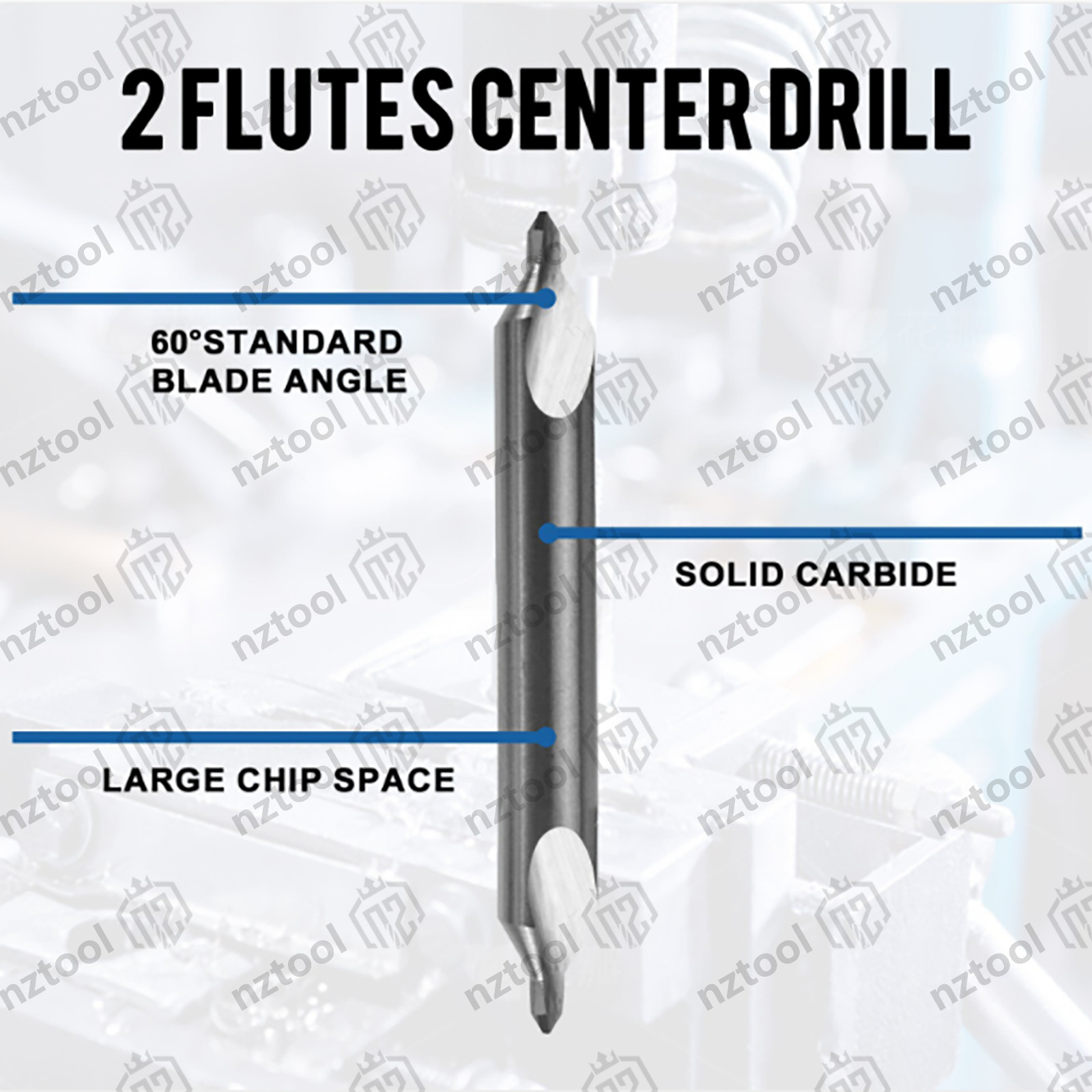 5PCS 60 Degree 5/64″ x 3/16″ x 1-7/8″ Center Drills Solid Carbide Double End NEW