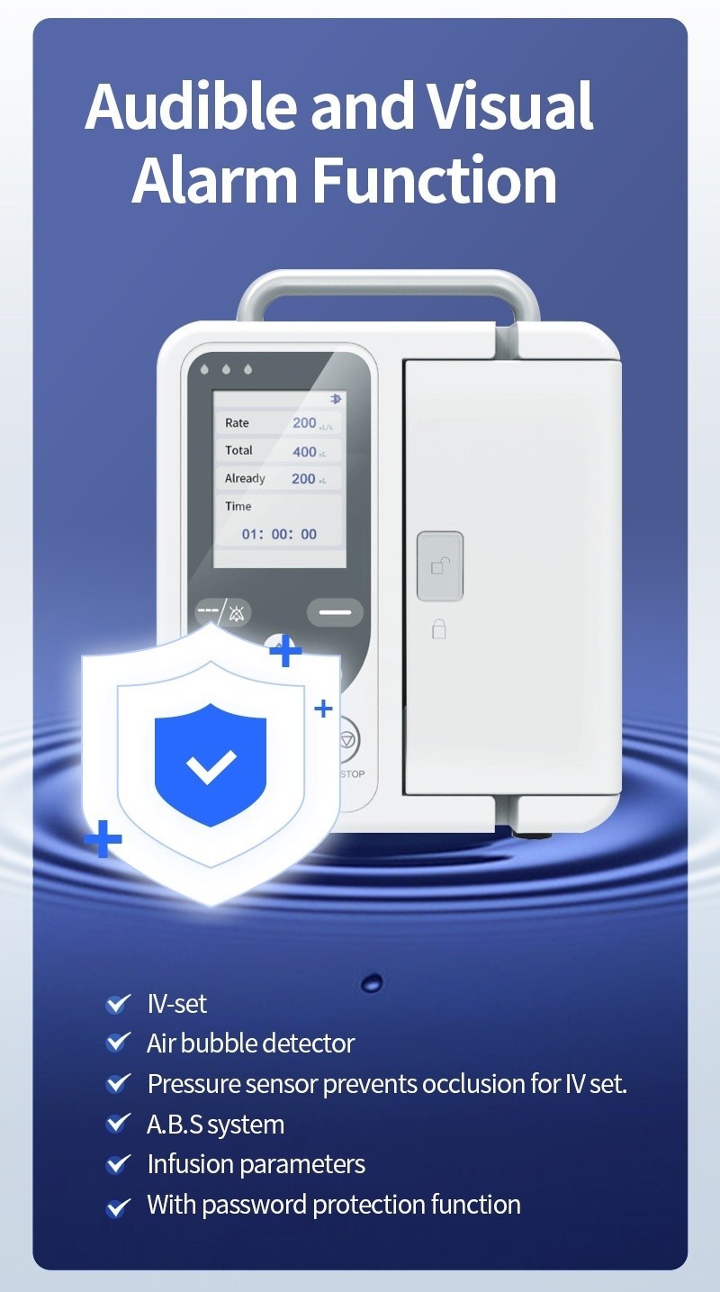 High-Precision Electric Infusion Pump 0.1-1800ml/h Adjustable Class II Type IPX