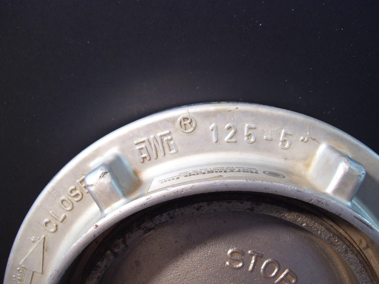 AWG 125-5″ Storz Aluminum Cap with Chain, Germany, Fire Engine