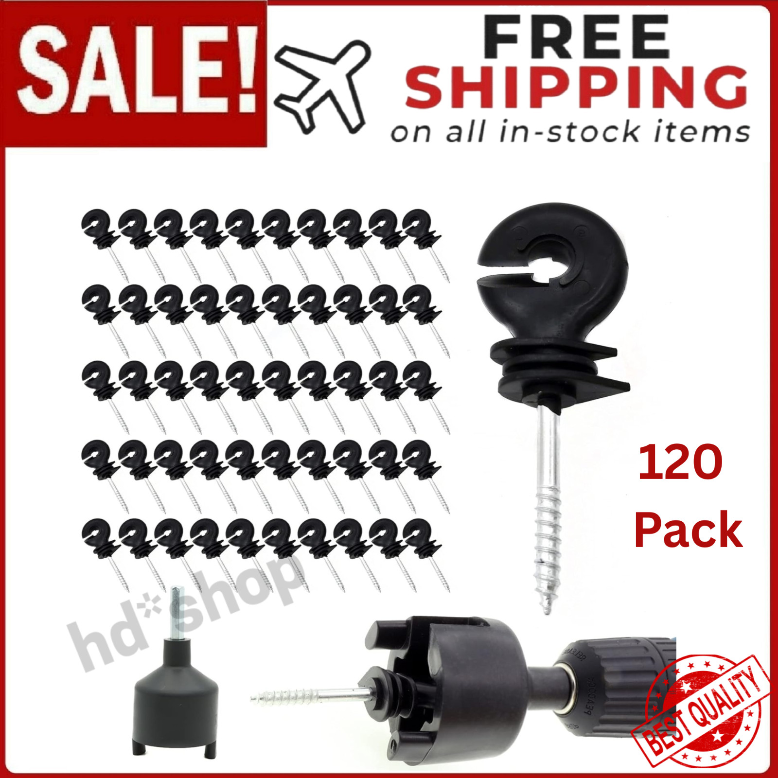 120 Pcs Electric Fence Insulator Screw-In Insulator Fence Ring Post Wood Post