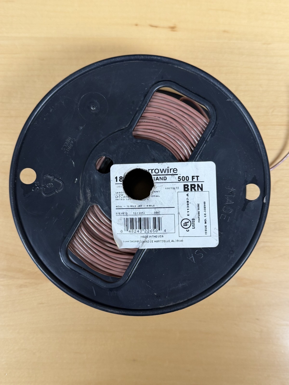 BROWN CERRO VINYLON 18 AWG TFFN WIRE (APPROX 350′ PROBABLY MORE)