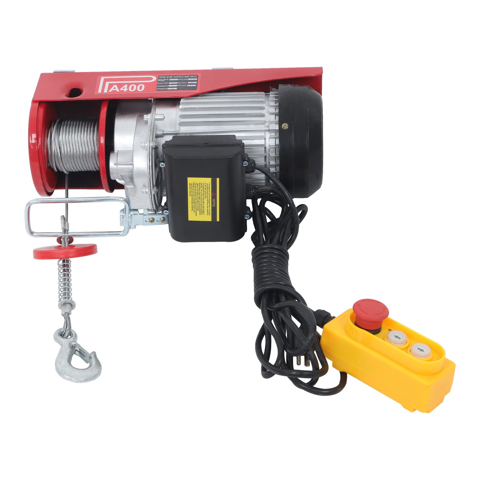 110V Electric Hoist 880lbs Crane Winch with Wired Remote Control 850W