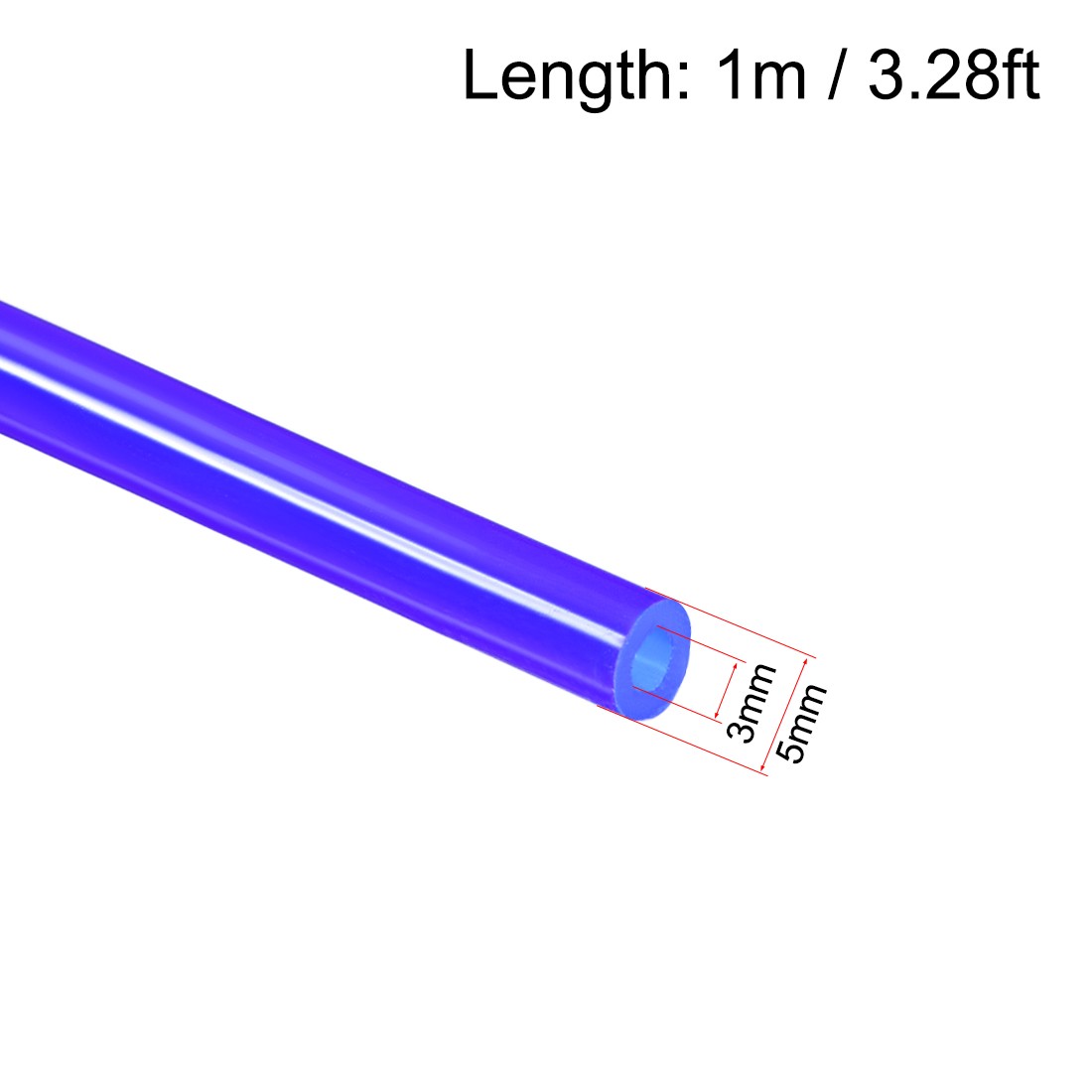 Silicone Tubing 3mm ID X 5mm OD 3.28ft 1m Rubber Tube Air Hose Pipe