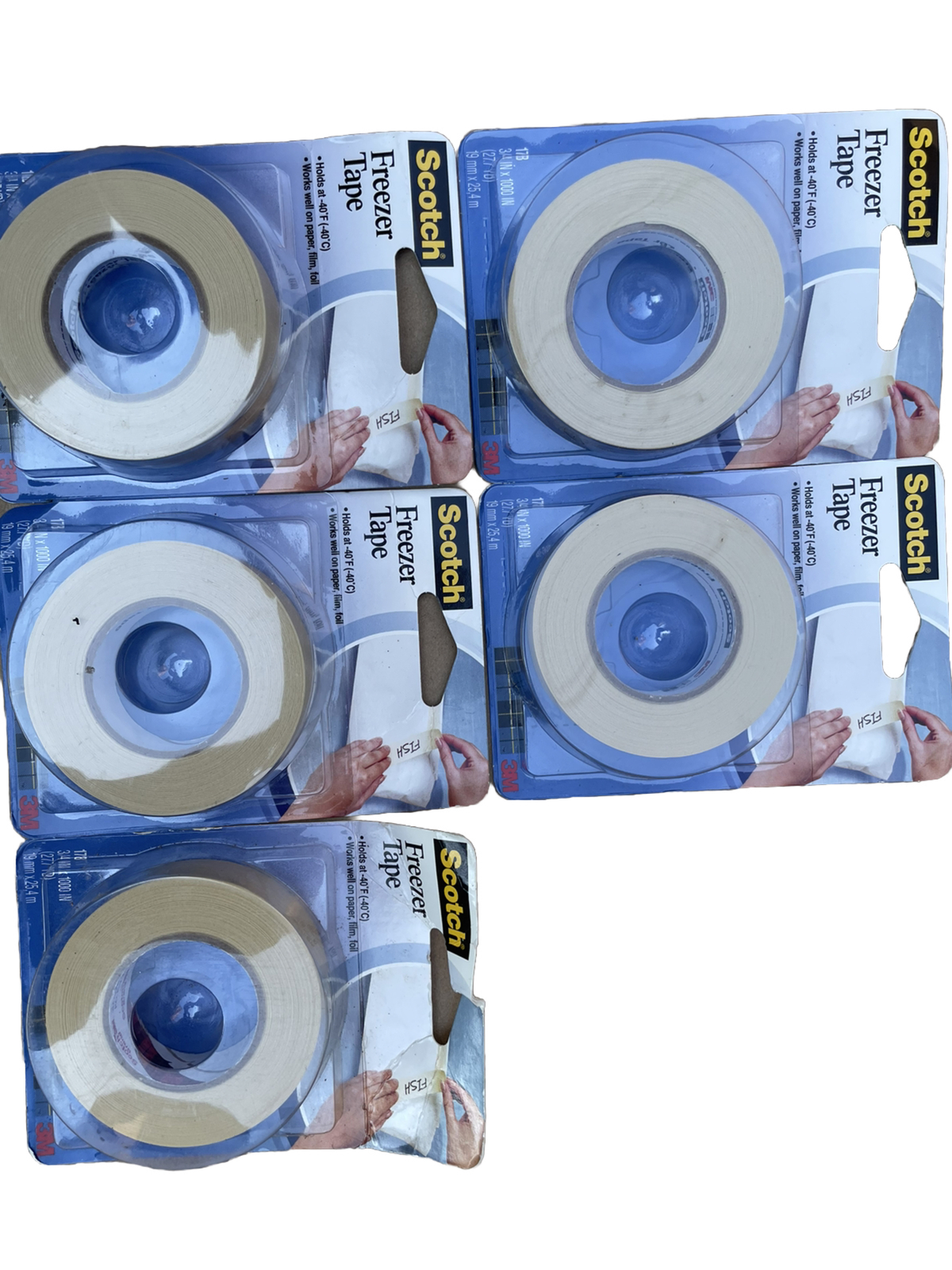 Scotch 178 Special Adhesive Freezer Tape 3/4 x 1000 in. for Labeling (Pack of 5)