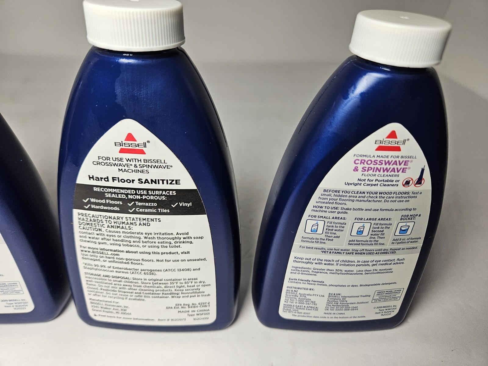 3 BISSELL WOOD HARD FLOOR CLEANER & SANITIZER 8fl oz CROSSWAVE SPINWAVE