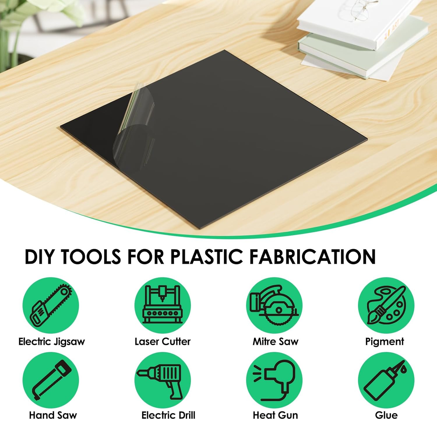 ABS Plastic Sheet 1/8 Inch Thick 12″ X 12″ Black Rigid Thermoplastic Board New