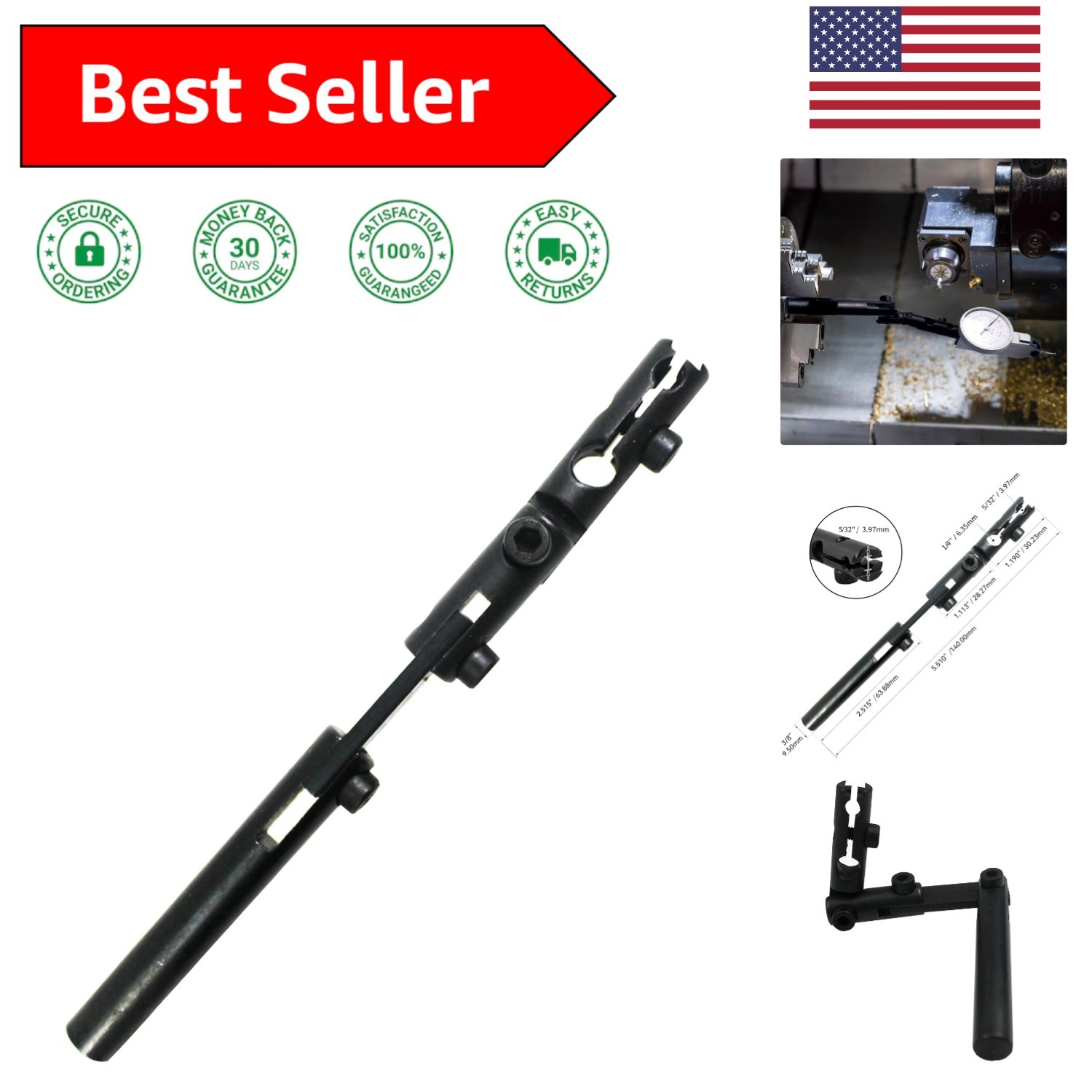 Versatile 3-Joint Dial Indicator Holder for Accurate Measurements – 5.5″ Long