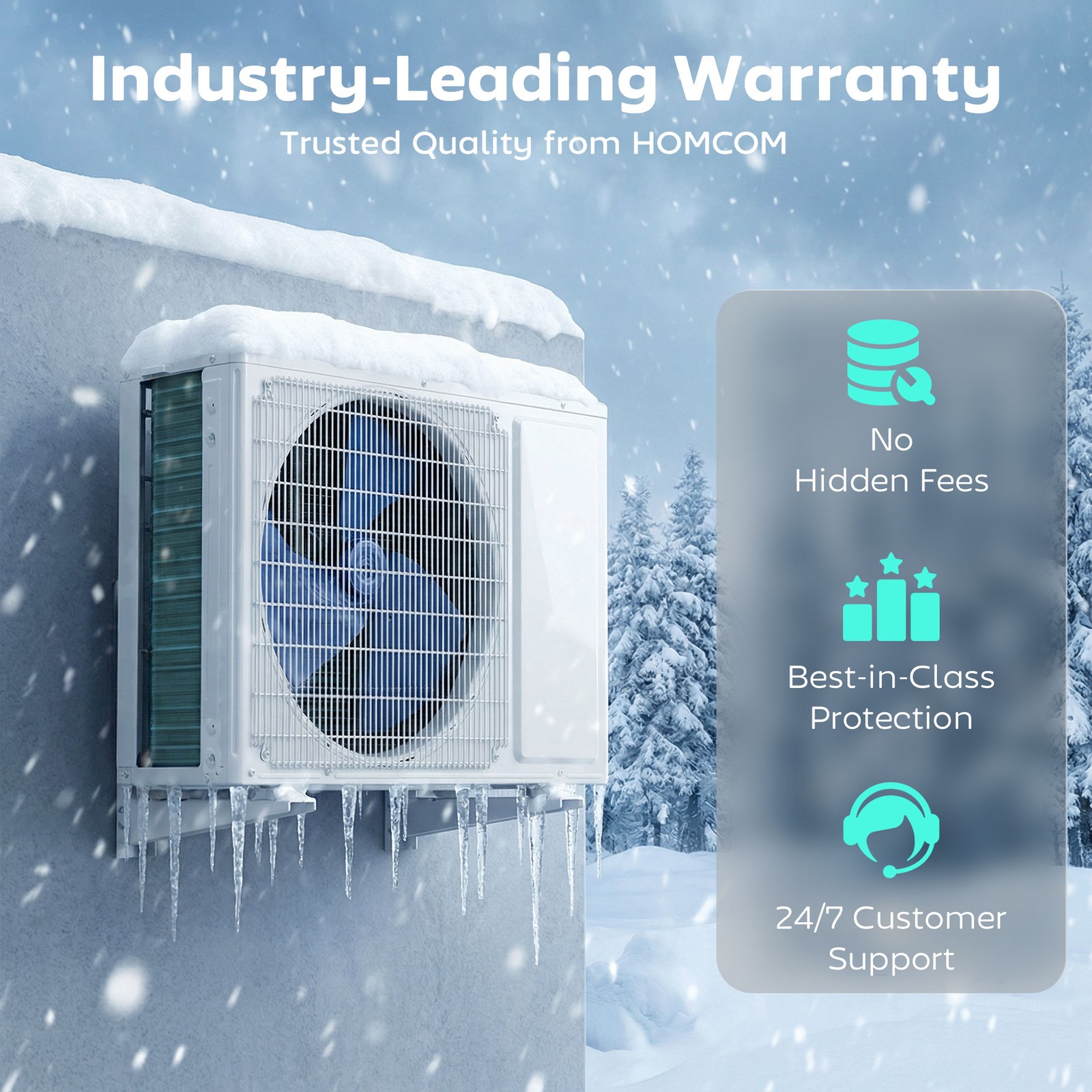 HOMCOM 12000 BTU Mini Split Air Conditioner, 22 SEER2 115V Ductless AC Unit