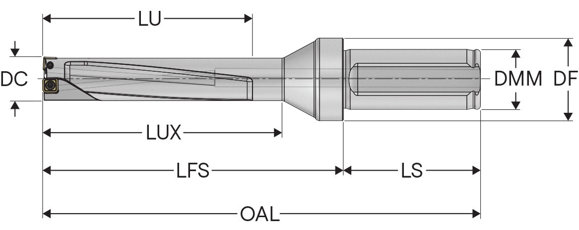 NIB Seco SD524-1125-450-1250R7-C 4xD Index Coolant Drill ϕ1.125 w/a ϕ1.25 Shank