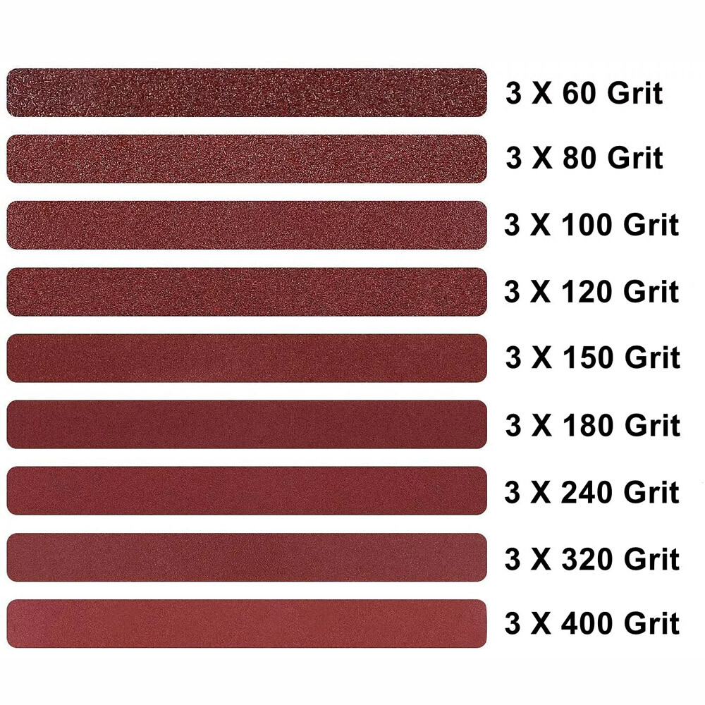 27PCS Sanding Belt 1 x 30 in 60 80 100 120 150-400 Grit Sander Belts Sandpaper