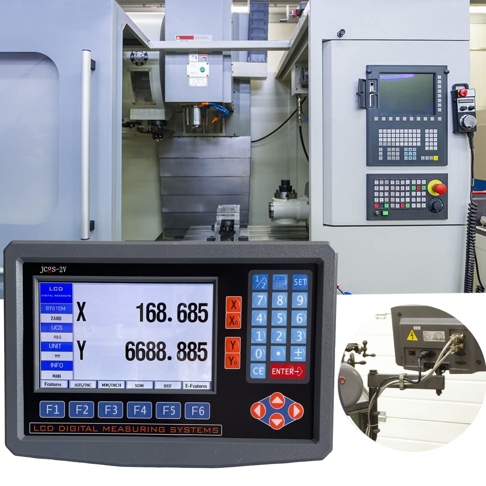 LCD Digital Readout with Precision Linear Scale for Milling Lathe Machine 2 Axis