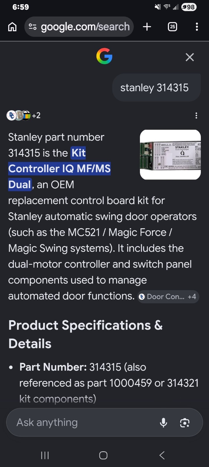 Stanley Dual Motor Door Controller Kit BRAND NEW SEALED 314315 IQ-MF/MS 1000459