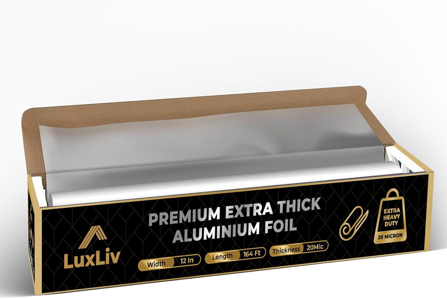 Commercial Grade Heavy Duty Aluminum Foil Roll – 12″ x 164′ with Cutter
