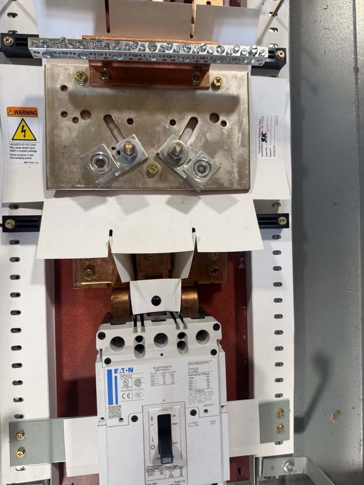 1-EATON PRL3X 250A 480/277V 3P4W MAIN BREAKER PANELBOARD NEMA 1 SURFACE 72” NEW