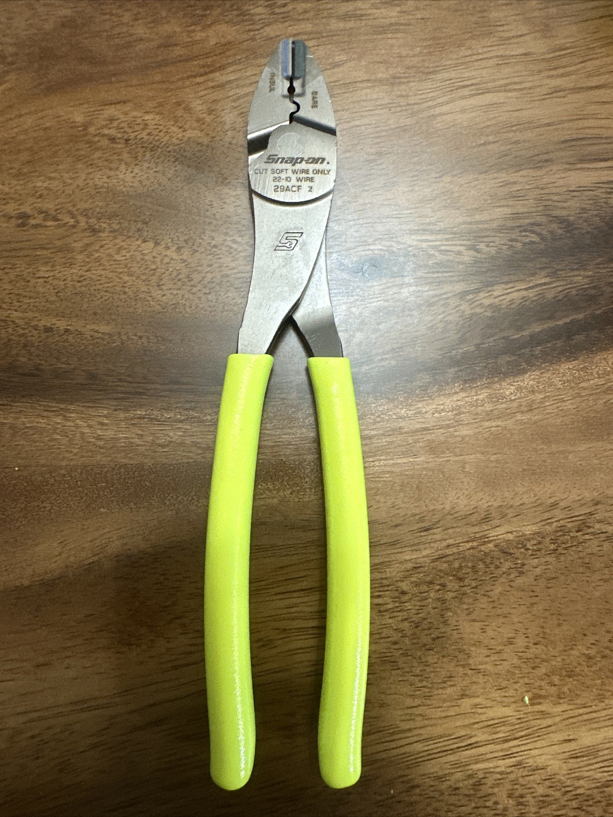 NEW Snap On 29ACF HI VIZ Handle – 9″ Wire Terminal Crimping Tool – FREE SHIPPING