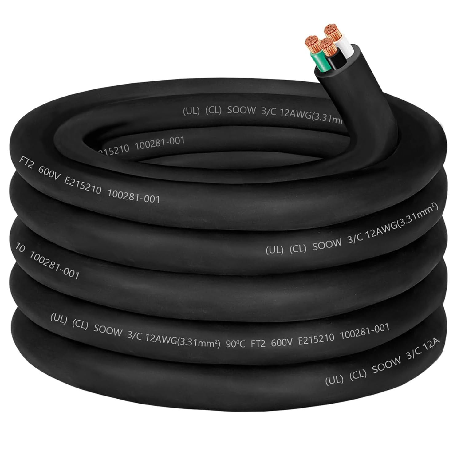 25Ft 10/3 10 Gauge SOOW Wire 10 AWG 600V SOOW Bulk Cable Electrical 3 Conductor