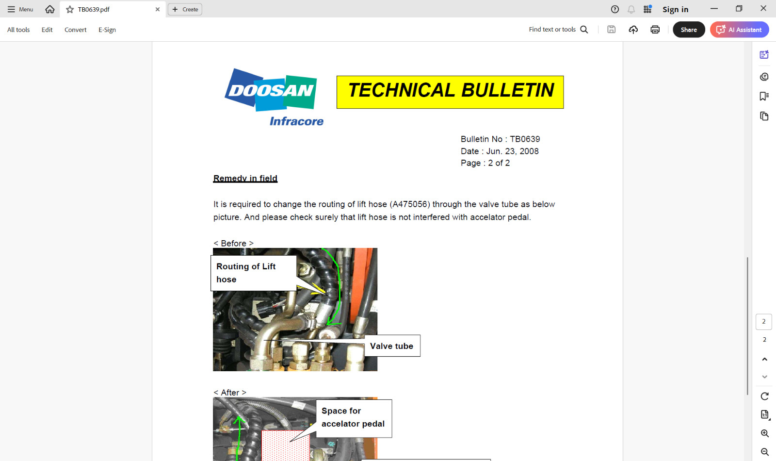 DOOSAN Forklift Service Manuals and Parts Manuals on a USB Flash Drive.