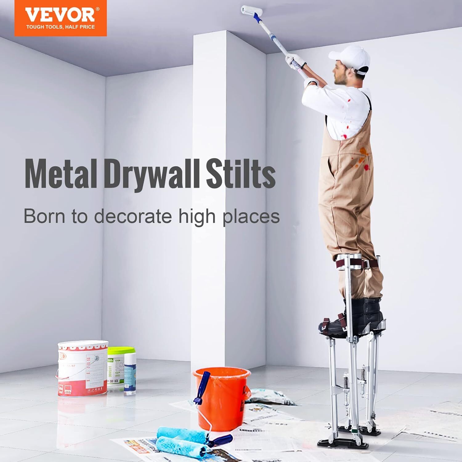 Zancos De Yeso Aluminio 24-40 Pulgadas Drywall Stilts Ajustable Dura Para Pintar